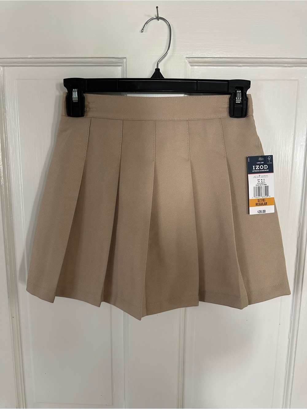 Izod girls school uniform skort skirt with shorts khaki NWT pleated tan elastic